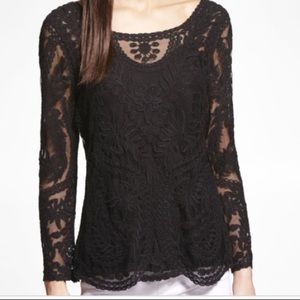 Express black sheer lace top